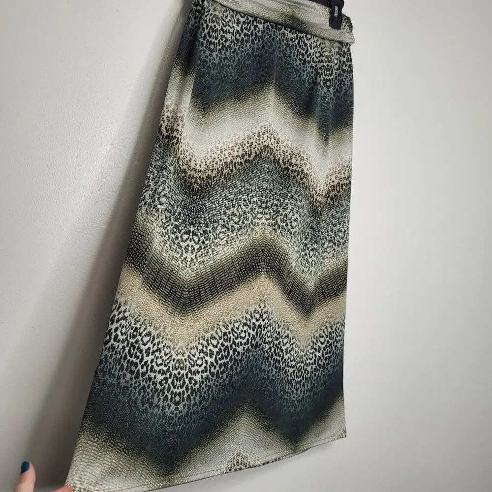 AB Studio y2k grunge animal print fold over pull on maxi midi skirt size medium